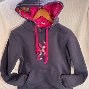 Browning NWT Realtree M women’s Pink Gray Hoodie pullover medium deer logo